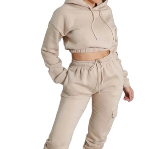 Ensemble de pantalons épais 2 pièces pour femmes Joggers Sweat Suit Sets Winter Tracksuits Long Sleeve Hoodies Crop Top Set 2025 - Product Image 3