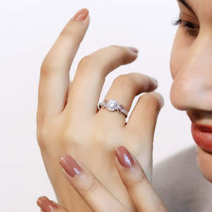 Bague solitaire Zarkan en argent sterling 925, design racine d'amour, bague de fiançailles avec diamant - Product Image 3
