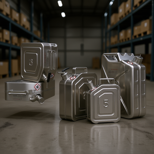 กระป๋องน้ำมันสแตนเลสป้องกันการกัดกร่อนของบริษัทเบิร์กเล จำกัด พร้อมฝาปิดแบบกด สำหรับเก็บสารเคมี น้ำมัน และอุปกรณ์ขนส่งสินค้า - Product Image 2