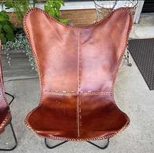 เก้าอี้พักผ่อนลายผีเสื้อกรอบเหล็กเคลือบผงหรูหราออกแบบให้พับได้ง่ายสำหรับห้องนั่งเล่นห้องนอนกลางแจ้ง - Product Image 4