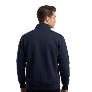 Sweat-shirt personnalisé pour homme en coton épais, col montant zippé, en molleton bouclette, écologique, OEM ODM - Product Image 3