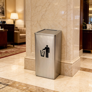 Poubelle carrée à couvercle d'<span class=keywords><strong>action</strong></span> à pointe DB-43D Poubelle d'hôtel moderne Poubelle commerciale <span class=keywords><strong>en</strong></span> acier inoxydable Poubelle de cuisine - Product Image 4
