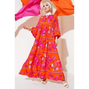 Vestido estampado cuello borla naranja - Product Image 2