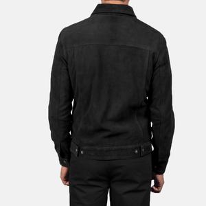 Veste en daim noir de haute qualité, taille XL, col montant, style streetwear d'hiver, service OEM - Product Image 3