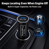 Chargeur de voiture 2-en-1 avec traceur GPS, 1 an, charge rapide 30W, technologie BLE, compatible avec toutes les voitures, compatible Apple Find My et Android Find Hub
