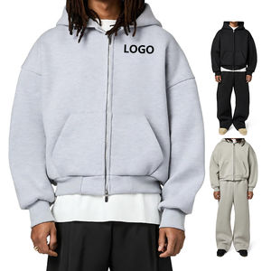 Sudaderas con capucha lavadas Vintage para hombre Sudaderas con cremallera lavadas con ácido de algodón pesado Sudaderas con capucha con cremallera y estampado 3D Puff - Product Image 1