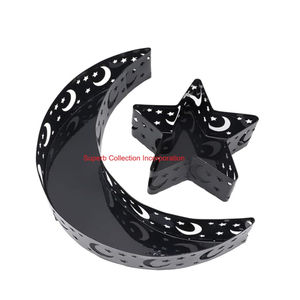 ถาดเสิร์ฟรูปดาวพระจันทร์สีดำสุดหรูสำหรับงานเฉลิมฉลองเทศกาลอีสเตอร์และรอมฎอนกล่องเก็บอาหารขนมแกะสลักแบบอิสลามและของตกแต่งบ้าน - Product Image 2