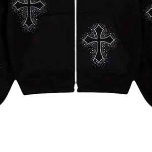 Ropa informal térmica de cara completa con cremallera sudaderas con capucha 100% algodón personalizado Bling Rhinestone DISEÑO DE Sudadera con capucha precio más bajo tela transpirable - Product Image 3