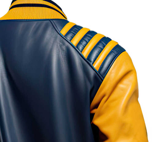 Chaqueta Varsity cálida de piel de oveja de cuero OEM personalizada, chaqueta Letterman de alta calidad recién llegada, chaqueta Varsity con cuello levantado - Product Image 5