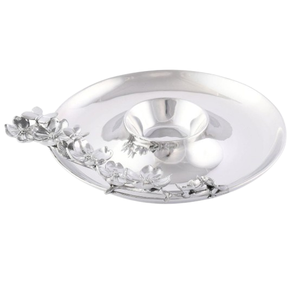 Contemporary Style Decorative Flower Snacks Platter <b>Mirror</b> Polished Metal Chip and Dip <b>Tray</b> Home Kitchen Serving Dish - Product Image 1
