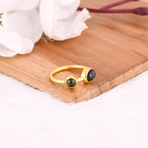 925 plata esterlina turmalina Natural chapado en oro amarillo anillo apilable hecho a mano regalo de Navidad joyería anillo de mujer - Product Image 3