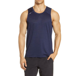 2025 camiseta sin mangas de gimnasio más vendida para hombre, azul oscuro, 100% algodón, estampado personalizado, transpirable, tejido, estilo informal - Product Image 2
