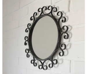 Vintage Wall Rustic <b>Mirror</b> Metal Sunburst Round <b>Mirror</b> Mid Century Yugoslavia 1970s <b>Gothic</b> - Product Image 3