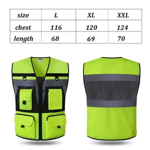 Gilet haute visibilité pour hommes Vêtements de travail pour la construction routière Gilet de sécurité personnalisé Logo réfléchissant rouge Texte Tissu en cuir Poches - Product Image 6