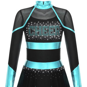 Uniforme de Animadoras Estilo All-Star para Niñas, Diseño Moderno, Estampado con Pedrería, Conjunto Corto 100% Poliéster, Personalizable, Top de Entrenamiento - Product Image 1