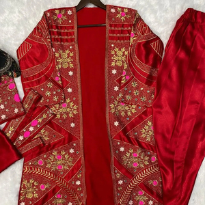 Conjunto de Kurta y Sharara para mujer, mezcla de algodón bordado de alta calidad para mujer, Kurta recto para mujer a un costo efectivo - Product Image 1