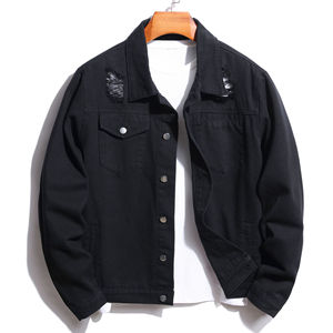 Chaqueta para hombre Ropa de calle Hip Hop Chaqueta de vuelo Denim Hombres Marca Ripped Casual Moda Hombres Chaqueta Logotipo personalizado Servicio OEM - Product Image 4