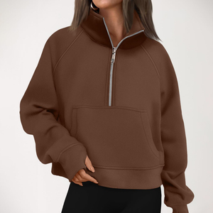 Sudaderas con capucha cortas con cremallera al por mayor para mujer OEM conjunto de Sudadera con capucha recortada jersey con capucha fabricante ecológico - Product Image 5