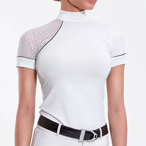 Camisetas de equitación con logotipo personalizado para mujer, fabricantes de ropa ecuestre, camisetas de manga corta para montar a caballo para mujer - Product Image 3