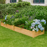 Jardinière rectangulaire surélevée en bois moderne, best-seller, écologique, durable, couleur naturelle, longue jardinière pour jardin