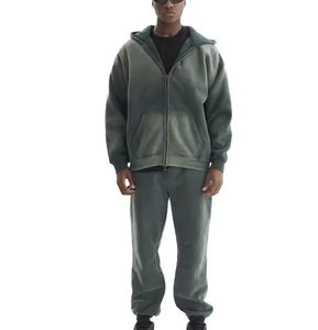 Chándal de invierno con logotipo personalizado, chándal de felpa francesa, chándal Unisex transpirable de gran tamaño de algodón y lana de peso pesado para hombres - Product Image 1