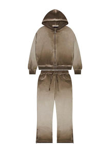 Streetwear avec logo personnalisé Survêtement évasé délavé à l'acide avec impression bouffante Survêtement homme avec broderie en détresse Survêtements - Product Image 3