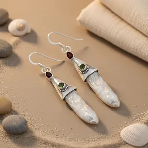 Boucles d'oreilles pendantes en argent 925 avec perle élégante pour femmes, bijoux de mode - Product Image 1
