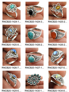 Vente en gros au prix d'usine Bague ethnique en argent sterling 925 avec grenat naturel et pierres précieuses au look artisanal pour femmes et filles Bijoux faits main - Product Image 5