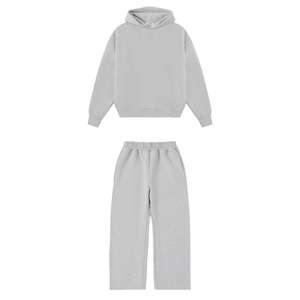 Custom Unisex Acid Wash Hooded Tracksuit Cotton Polyester Heavyweight Regular Fit Jogging Fleece Men Sweatpants Hoodie Set - Product Image 2