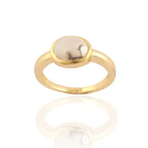 ล่าสุดการออกแบบที่หรูหราแหวน5X7มิลลิเมตรลูกแพร์รูปร่างธรรมชาติสีขาวน้ำตาล Druzy แหวนอินเทรนด์ปรับชุบทองแหวนเครื่องประดับแฟชั่น - Product Image 1