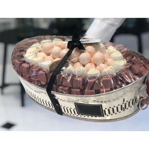 Bol à chocolat moderne écologique Bol de service pour collations Bol de forme ovale en métal martelé de meilleure qualité pour les mariages ou les événements - Product Image 2