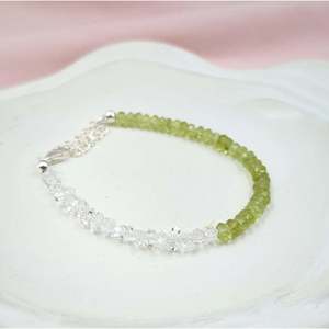 Quartz <b>Beaded</b> <b>Bracelet</b> with Peridot & Herkimer Diamond Trendy Classic Religious Gift Number Pattern Bangles - Product Image 4