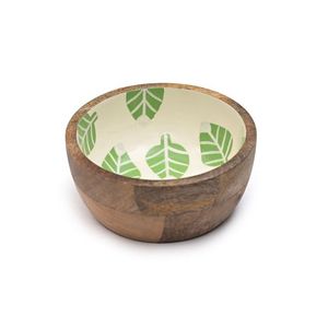 Ensaladera de madera decorativa de esmalte único, cuenco de madera de mango de diseño impreso personalizable para uso multiusos - Product Image 3