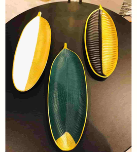 Cost Effective Aluminium Leaf Tray Handicraft <b>Decorative</b> Metal Platter For Wedding Dining <b>Table</b> Restaurant Home <b>Decor</b> Best Trays - Product Image 5