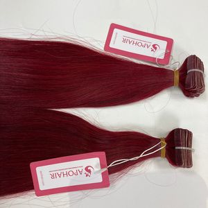 Extensiones de Cabello brasileño virgen, cinta de doble estiramiento de alta calidad, venta al por mayor, Color rojo 100% - Product Image 2