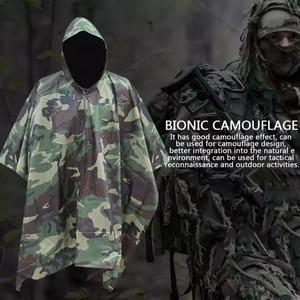 Polyester PVC Camouflage de haute qualité pour poncho pour motocycliste et randonneur avec manches imperméable uniforme - Product Image 1