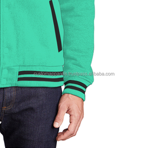 Veste universitaire coupe-vent respirante à deux poches en laine avec col montant et broderie sur le devant avec doublure en coton - Product Image 6