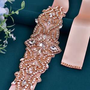 Bridella BS26RG Elegant Rose Gold Rhinestone & Pearl Adjustable Fit Belt for Weddings Proms & Formal Events - Product Image 2