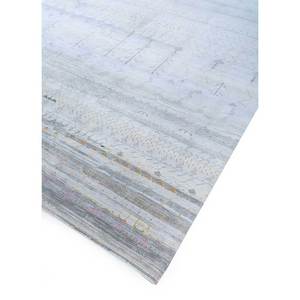 Alfombras Manchaha Azules de Lana y Seda Anudadas a Mano con Patrón Abstracto para el Hogar, Pasillo, Alfombras Rectangulares de Jaipur, Modelo Estadounidense para Habitación Juvenil - Product Image 2