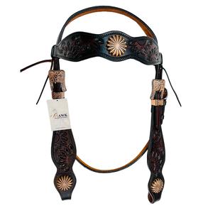 Tachuela de caballo ecuestre tallada a mano de cuero labrado con logotipo personalizado de primera calidad para montar a caballo - Product Image 1