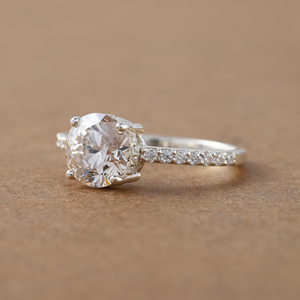 1,5 TCW corte redondo laboratorio cultivado diamante Pave ajuste anillo de compromiso lujoso anillo de compromiso de plata esterlina anillo de regalo para mujeres - Product Image 6