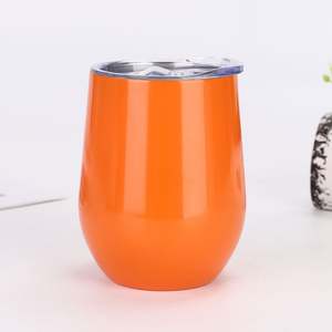 Gobelet à vin sans pied en acier inoxydable de 320 ml avec couvercle, revêtement coloré, forme œuf, vente en gros directe usine professionnelle - Product Image 4