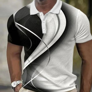 Camiseta Polo con estampado 3D de alta calidad 100% algodón transpirable para hombre, polos informales de nuevo diseño elegante - Product Image 1