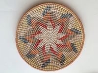 Ensembles 7 pièces assiettes tissées en paille jonc de mer tentures murales paniers articles de décoration de chambre artisanat fait à la main produits Boho pour la maison