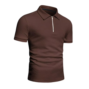 Classic Fit Men's Zipper Polo Trendy V Neck Top para trabajo, fin de semana o viaje Estilo personalizado - Product Image 2