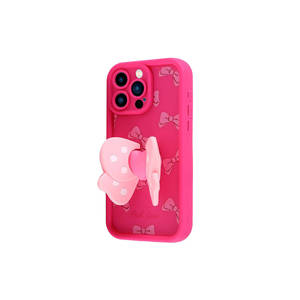 Coque en silicone rose foncé Netzy pour iPhone 15 Pro Max, protection de l'appareil photo, design figuratif, matériau PC, style INS, finition givrée - Product Image 6