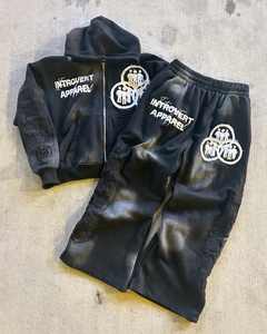 เสื้อฮู้ดมีซิปสำหรับผู้ชายผ้าซักลายลิงซักได้600GSM โลโก้ตามสั่ง - Product Image 1