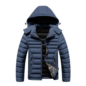 High Quality Varsity Jacket for <b>Men</b> Zip-Up Detachable Hooded Puffer Coat Windbreaker Stand Collar Canvas for Winter In-Stock - Product Image 3
