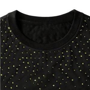 Camiseta Personalizada de Manga Corta 100% Algodón para Hombre, Color Sólido con Pedrería en Toda la Superficie, Estilo Casual Urbano - Product Image 2