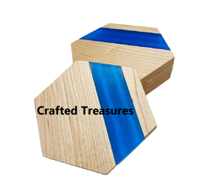 Juego de posavasos redondo de madera y resina de arte indio moderno de creación atemporal de alta calidad con tema de forma de onda para manualidades, regalos, recuerdos - Product Image 5